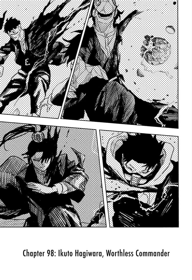 Kagurabachi Manga Chapter 98 page 3 - Ikuto Hagiwara, Worthless Commander scene