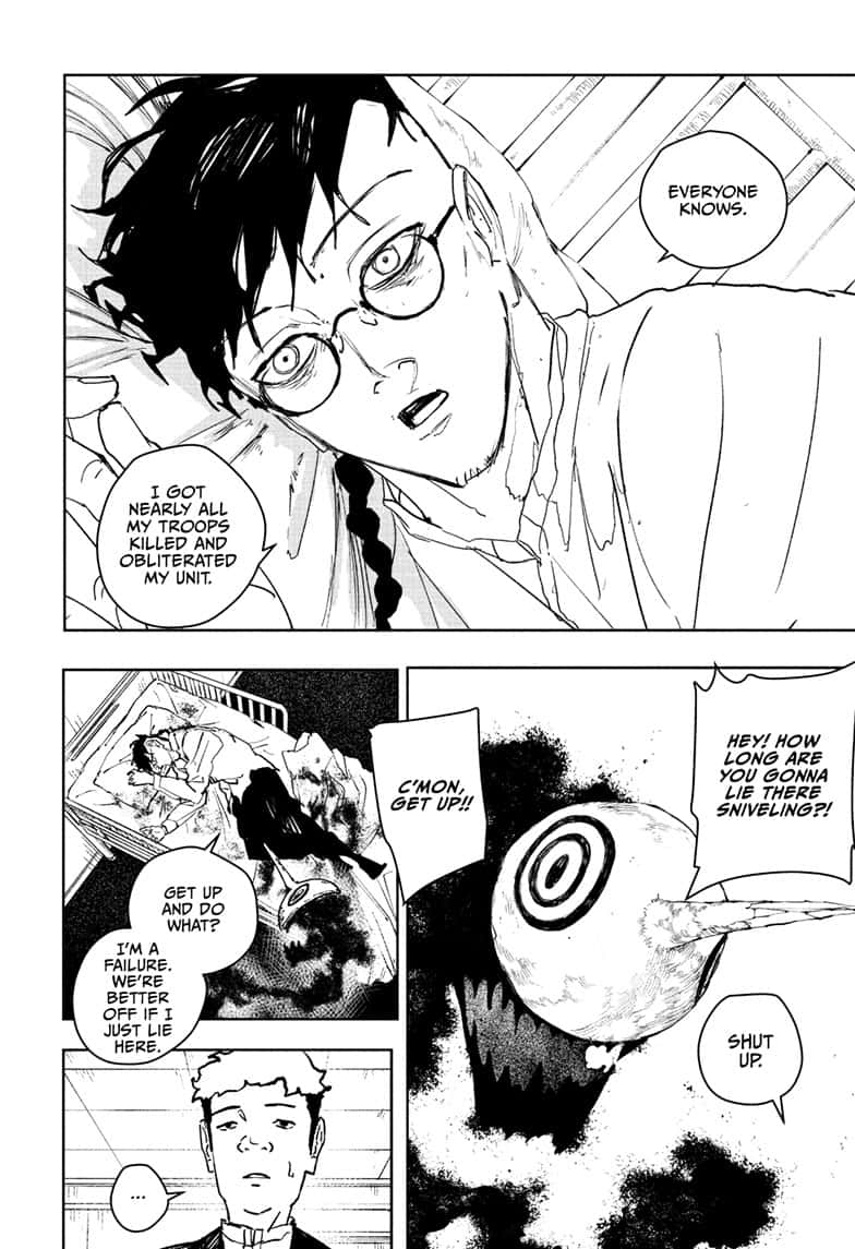 Kagurabachi Manga Chapter 98 page 4 - Ikuto Hagiwara, Worthless Commander scene